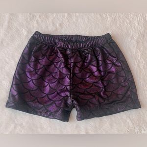 Mermaid Shorts • Girls’ Size Medium • Purple Glitter • Dance & Gymnastics
